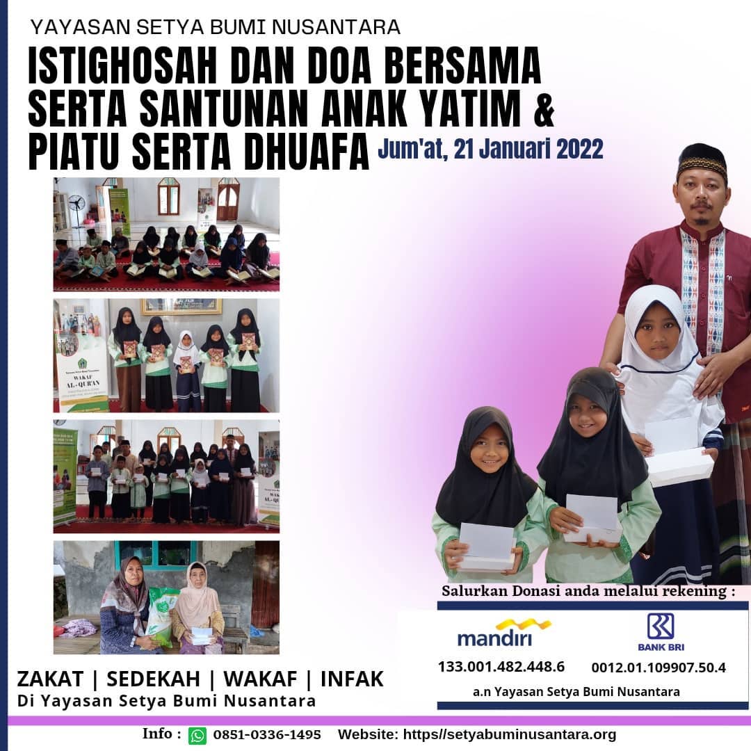 Istighosah & Doa Bersama Serta Santunan Anak Yatim & Piatu Serta Dhuafa 21 Januari 2022