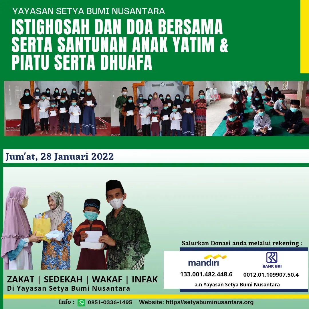 Istighosah & Doa Bersama Serta Santunan Anak Yatim & Piatu Serta Dhuafa 28 Januari 2022