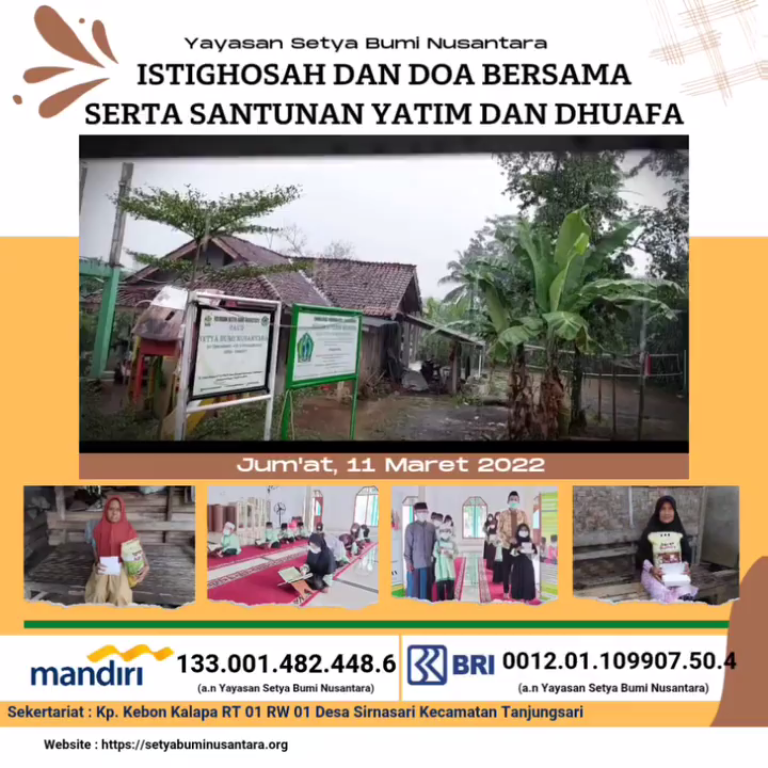 Istighosah & Doa Bersama Serta Santunan Yatim  & Dhuafa 11 Maret 2022