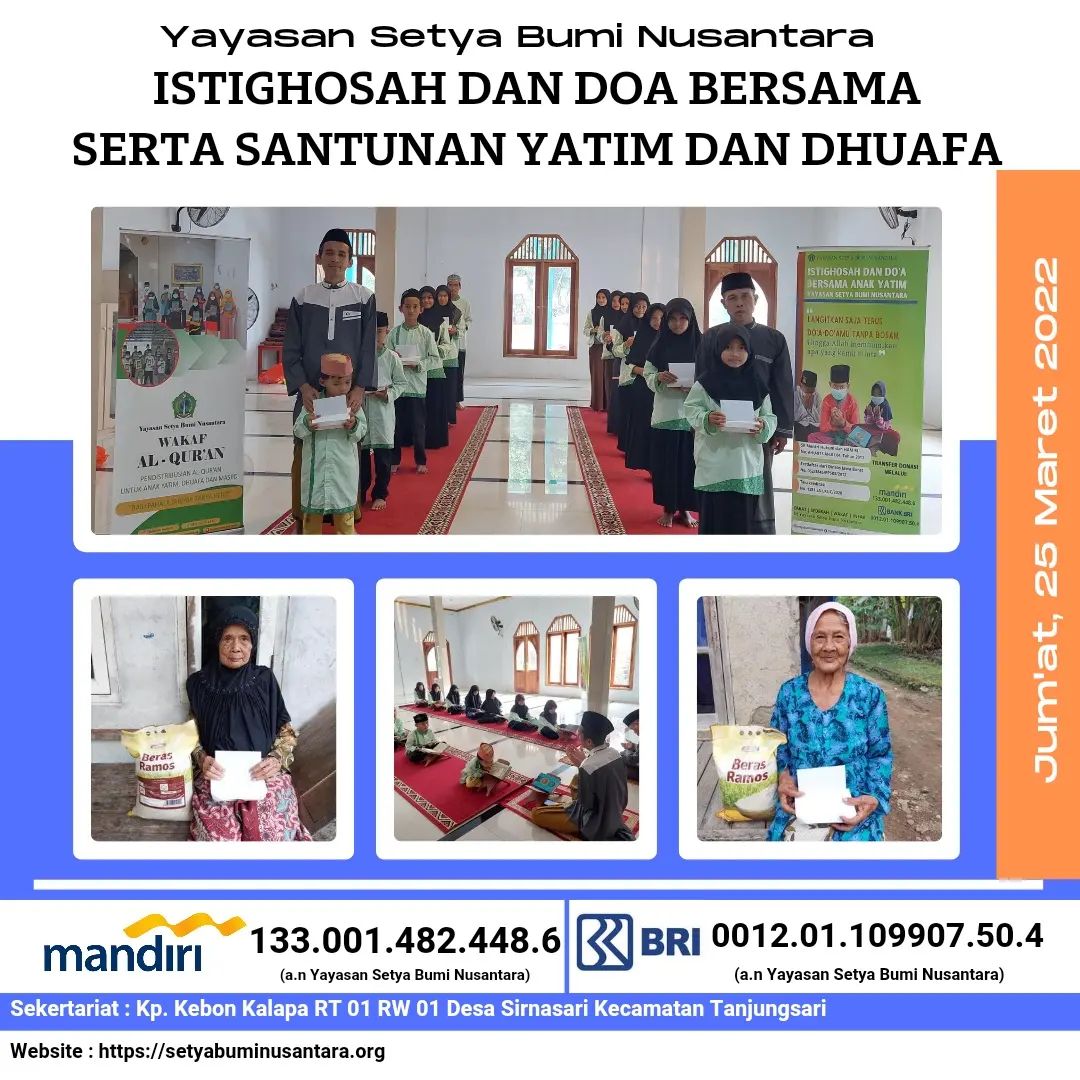 Istighosah & Doa Bersama Serta Santunan Yatim & Dhuafa 25 Maret 2022