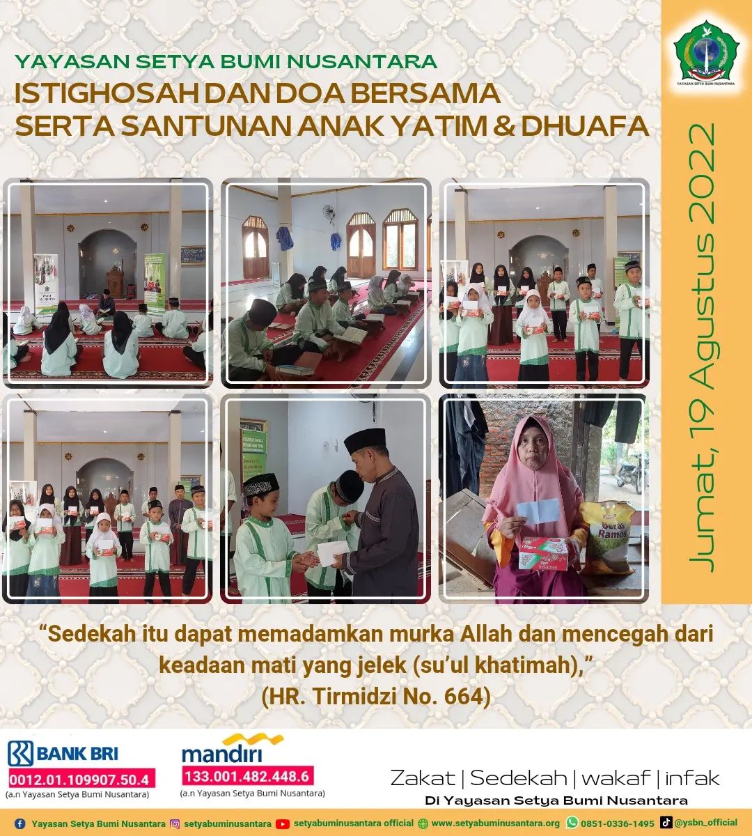 Istighosah dan Doa Bersama serta Santunan Anak Yatim dan Dhuafa, 19 Agustus 2022