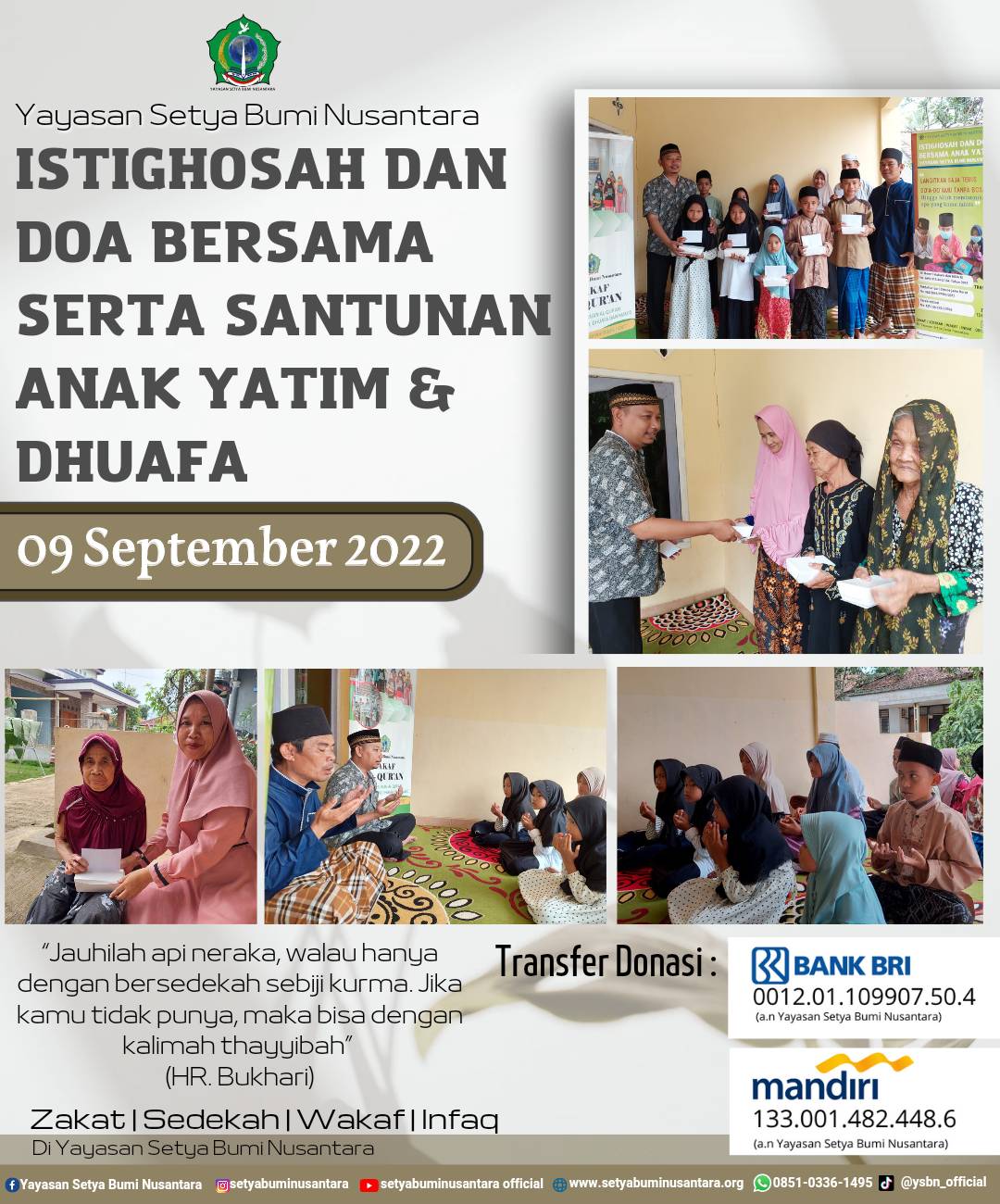 Istighosah dan Doa Bersama Serta Santunan Anak Yatim dan Dhuafa
