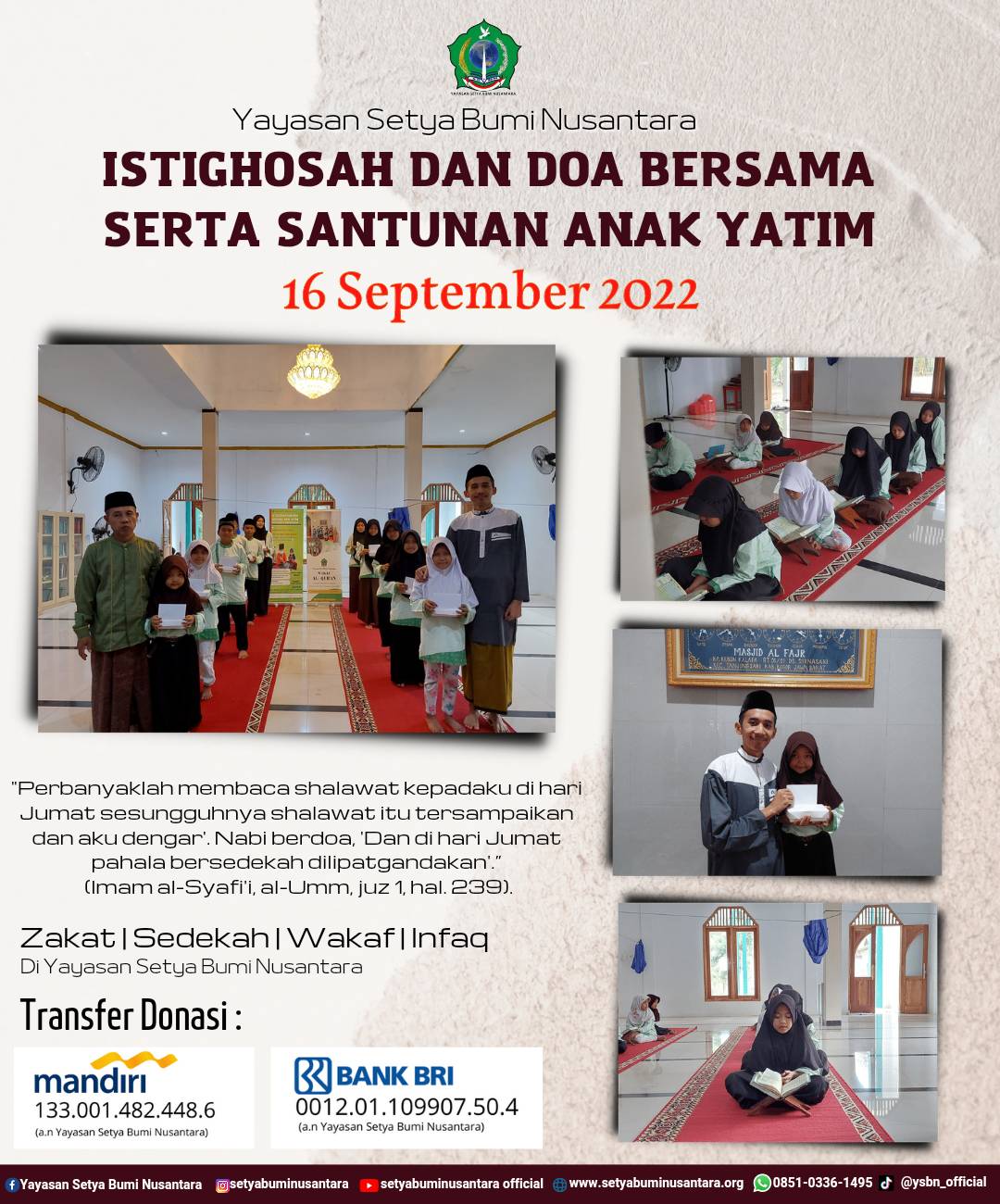 Istighosah dan Doa Bersama Serta Santunan Anak Yatim