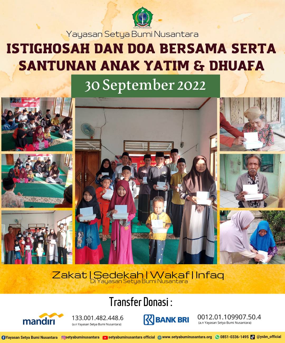 Istighosah dan Doa Bersama Serta Santunan Anak Yatim & Dhuafa – 30 September 2022