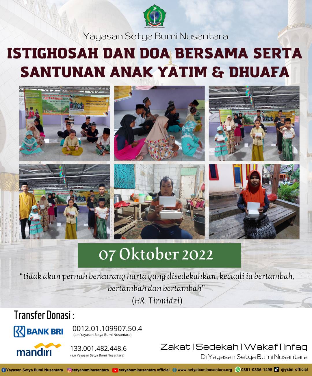 Istighosah dan Doa Bersama Serta Santunan Anak Yatim & Dhuafa