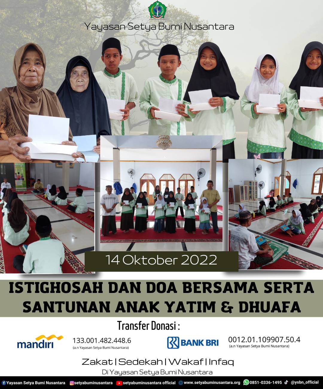 Istighosah dan Doa Bersama Serta Santunan Anak Yatim dan Dhuafa 14 Oktober 2022