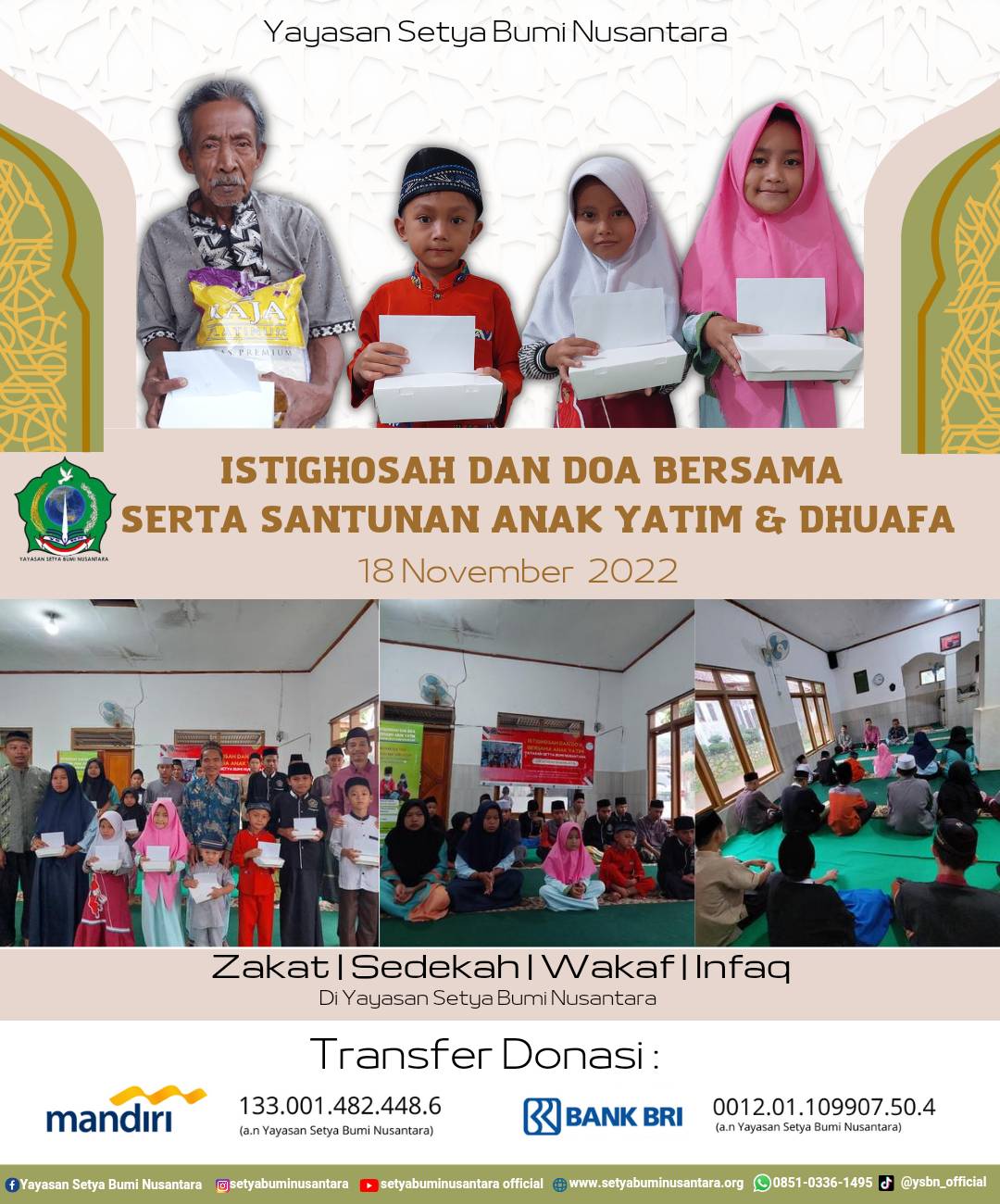 Istighosah dan Doa Bersama Serta Santunan Anak Yatim dan Dhuafa 18 November 2022