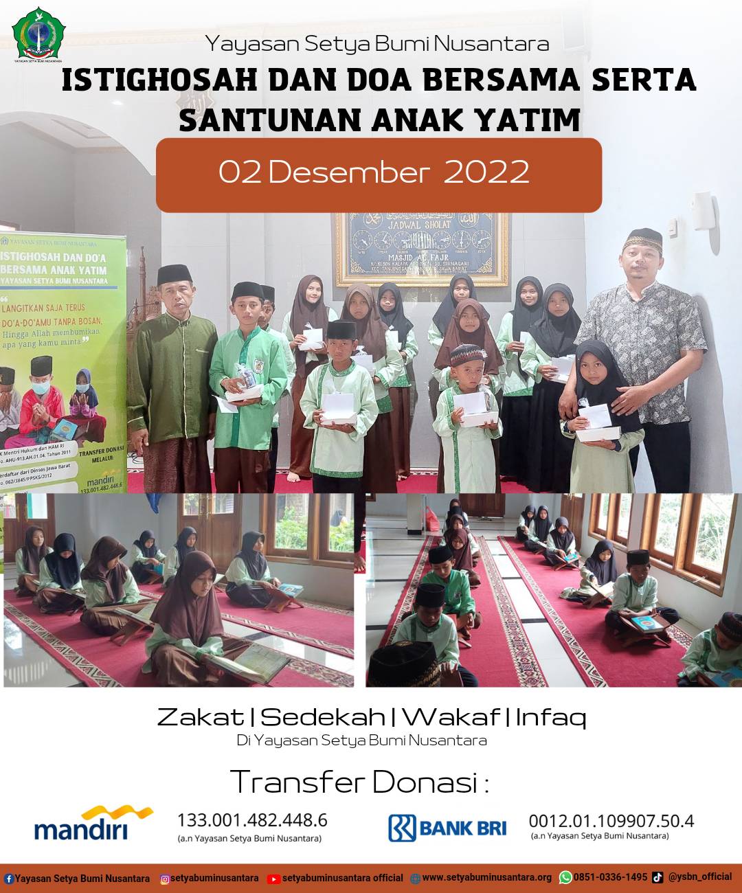 Istighosah dan Doa Bersama Serta Santunan Anak Yatim 2 Desember 2022