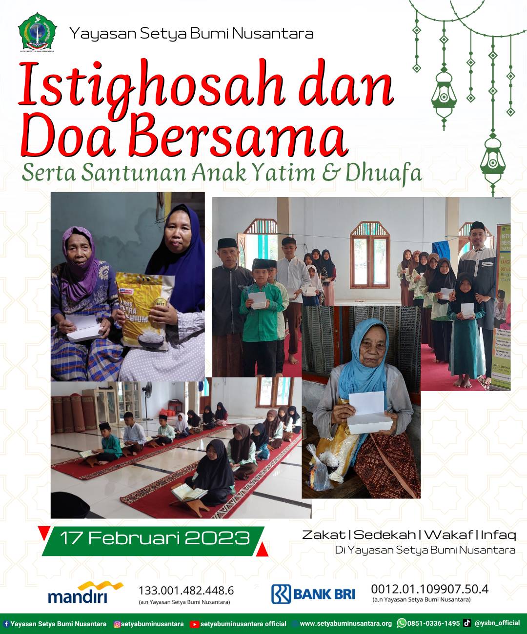 Istighosah dan Doa Bersama Serta Santunan Anak Yatim dan Dhufa 17 Februari 2023