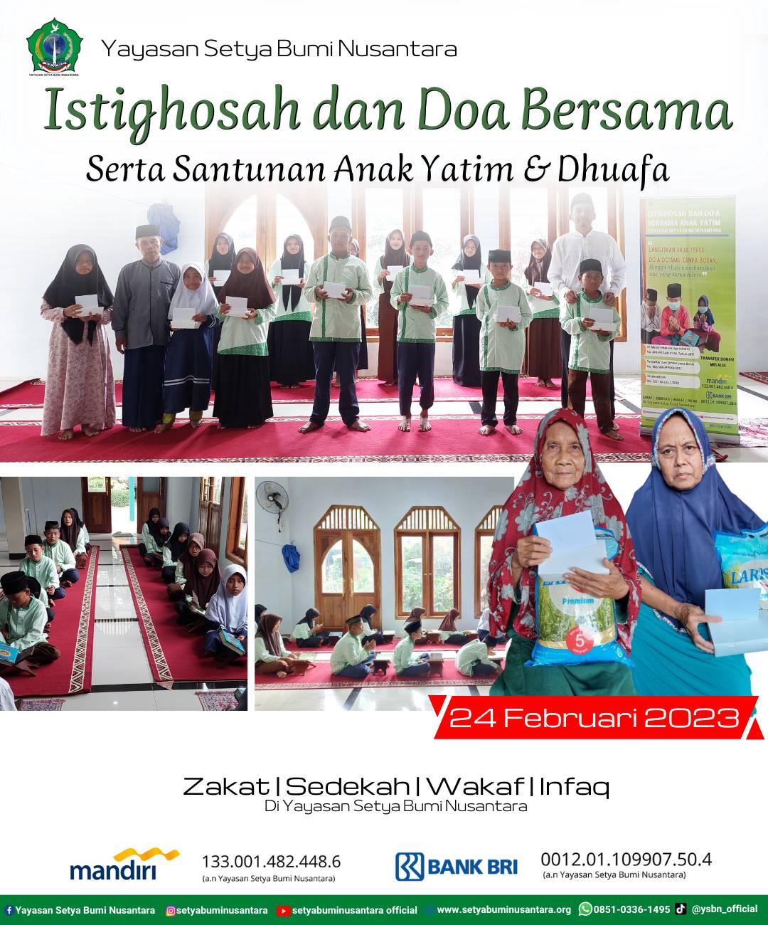 Istighosah dan Doa Bersama Serta Santunan Anak Yatim dan Dhufa 24 Februari 2023