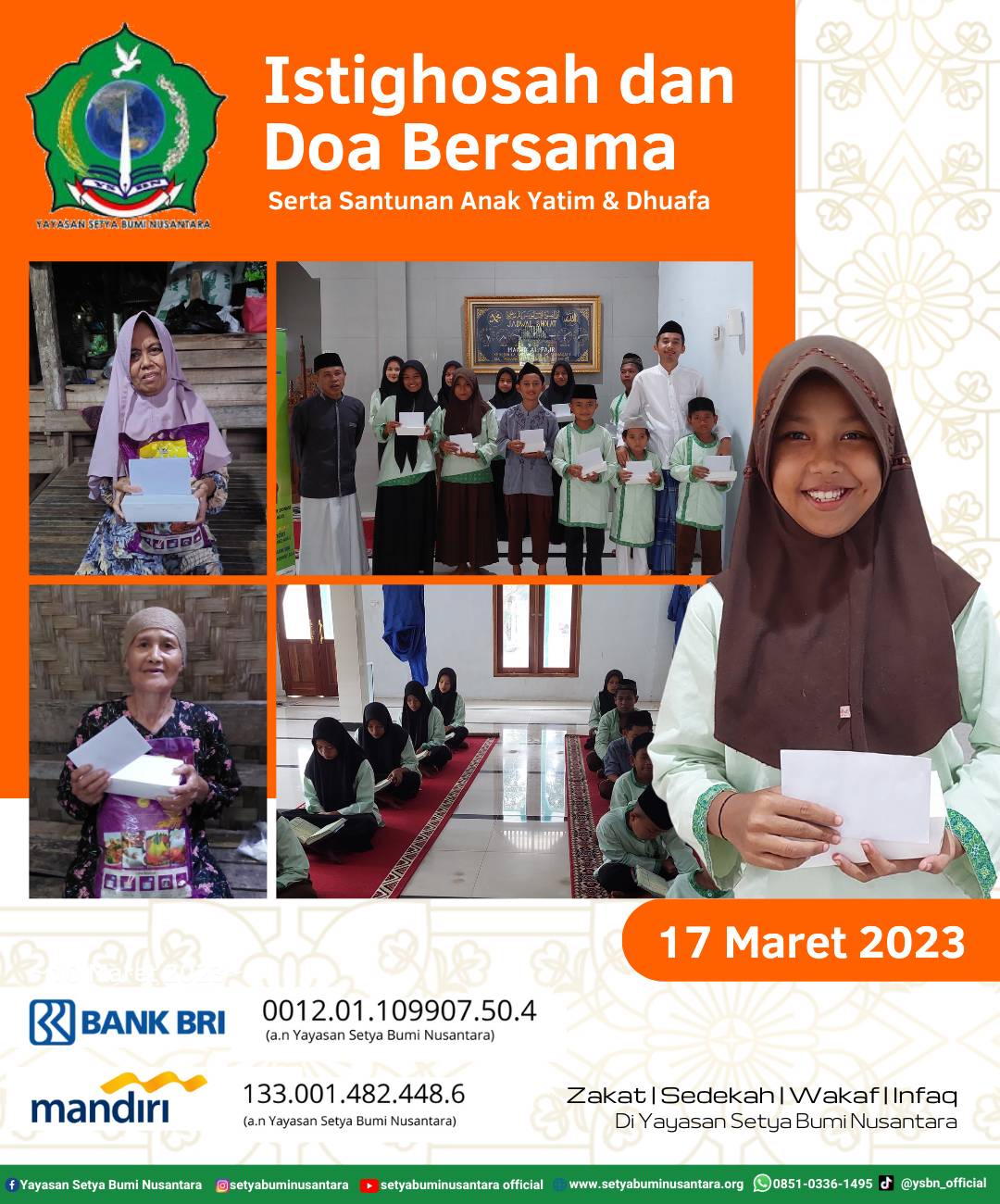 Istighosah dan Doa Bersa Serta Santunan Anak Yatim dan Dhuafa 17 Maret 2023