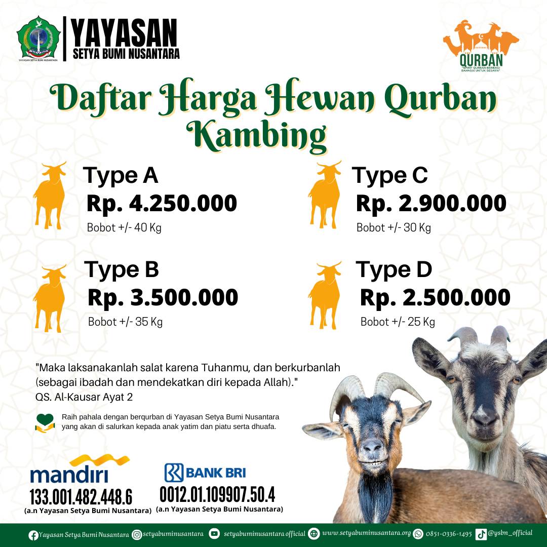 Daftar Harga Hewan Qurban Kambing