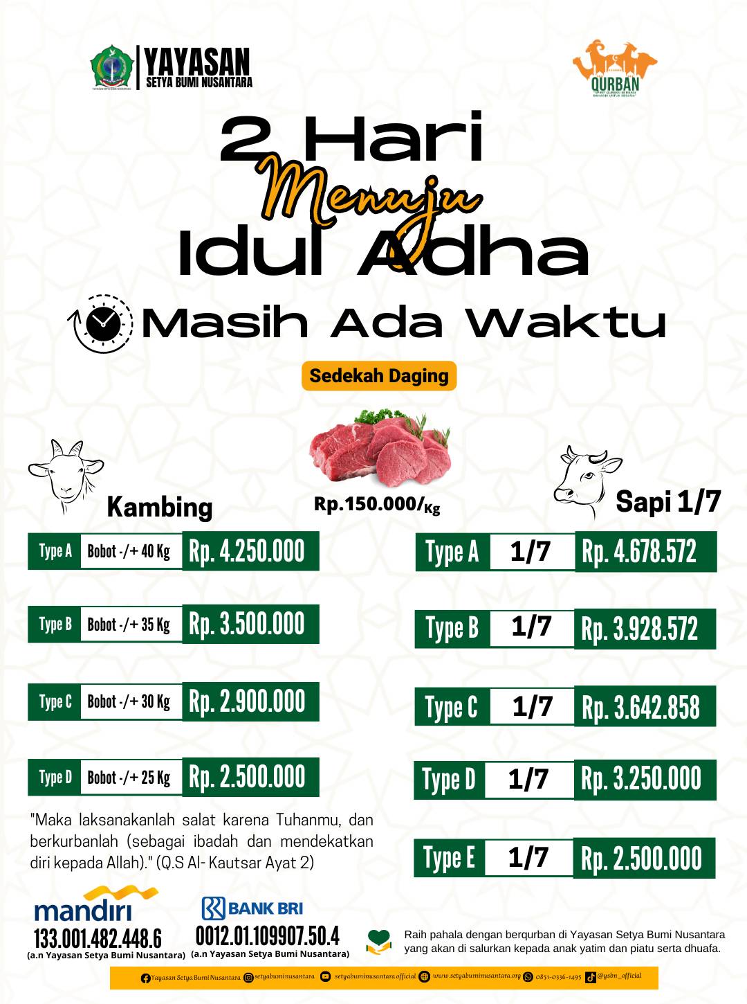 2 Hari Menjelang Idul Adha | Masih Ada Waktu Sedekah Daging