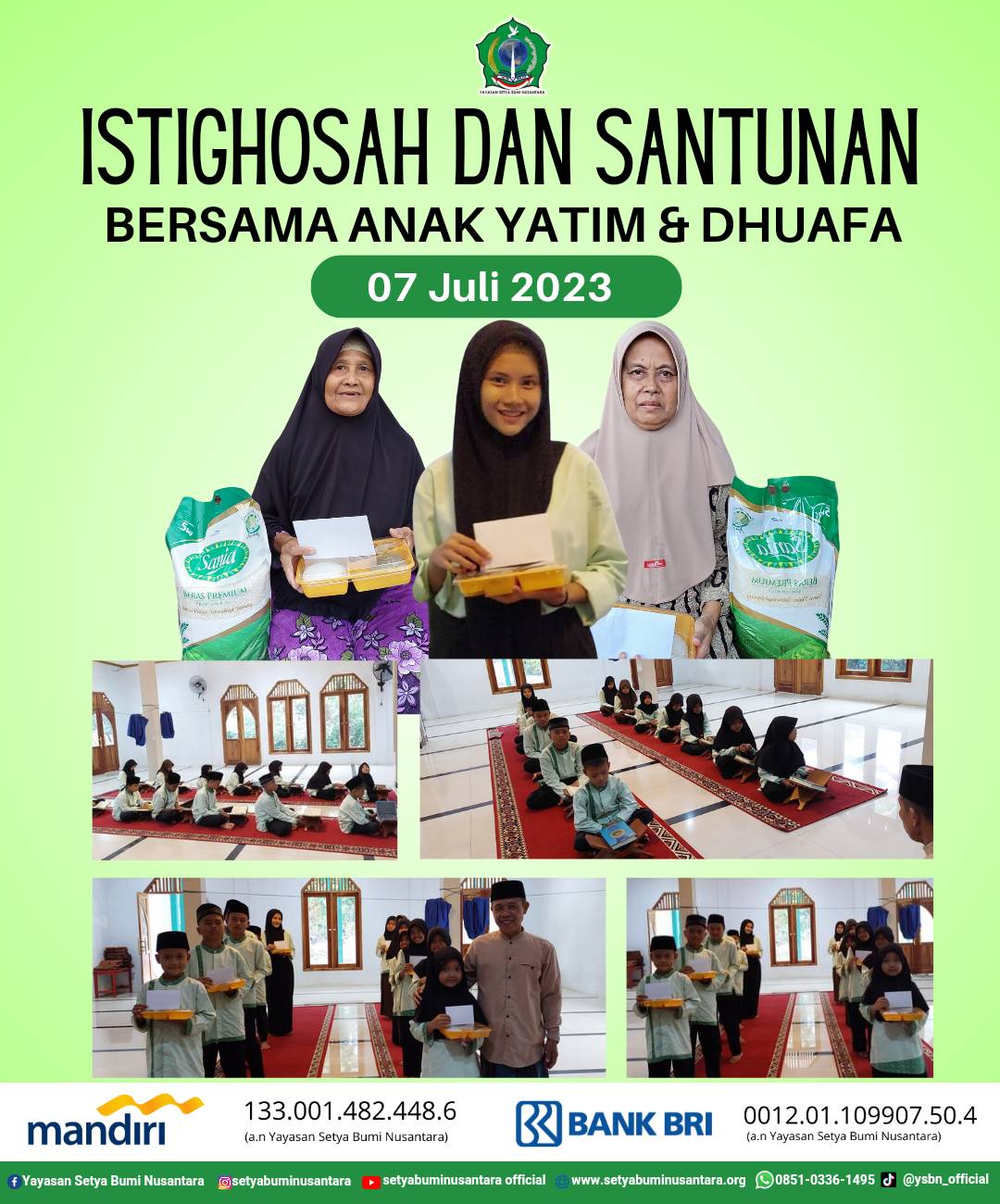 Istighosah dan Santunan Bersama Anak Yatim & Dhuafa | 7 Juli 2023