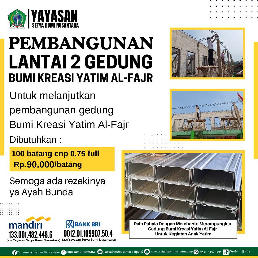 Pembangunan Lantai 2 Gedung Bumi Kreasi Yatim Al-Fajr