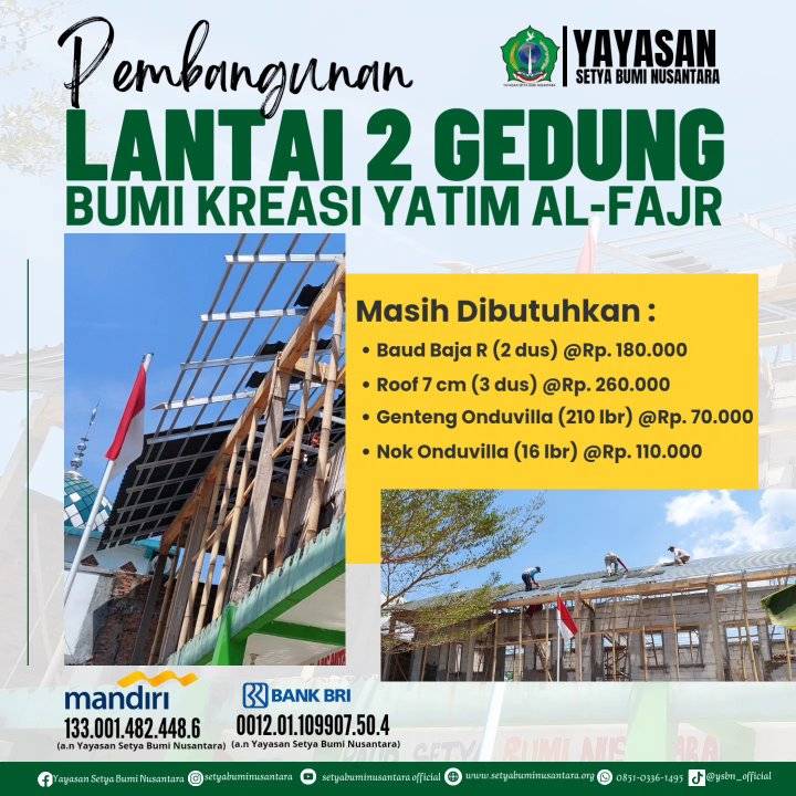 Pembangunan Lantai 2 Bumi Kreasi Yatim Al-Fajr