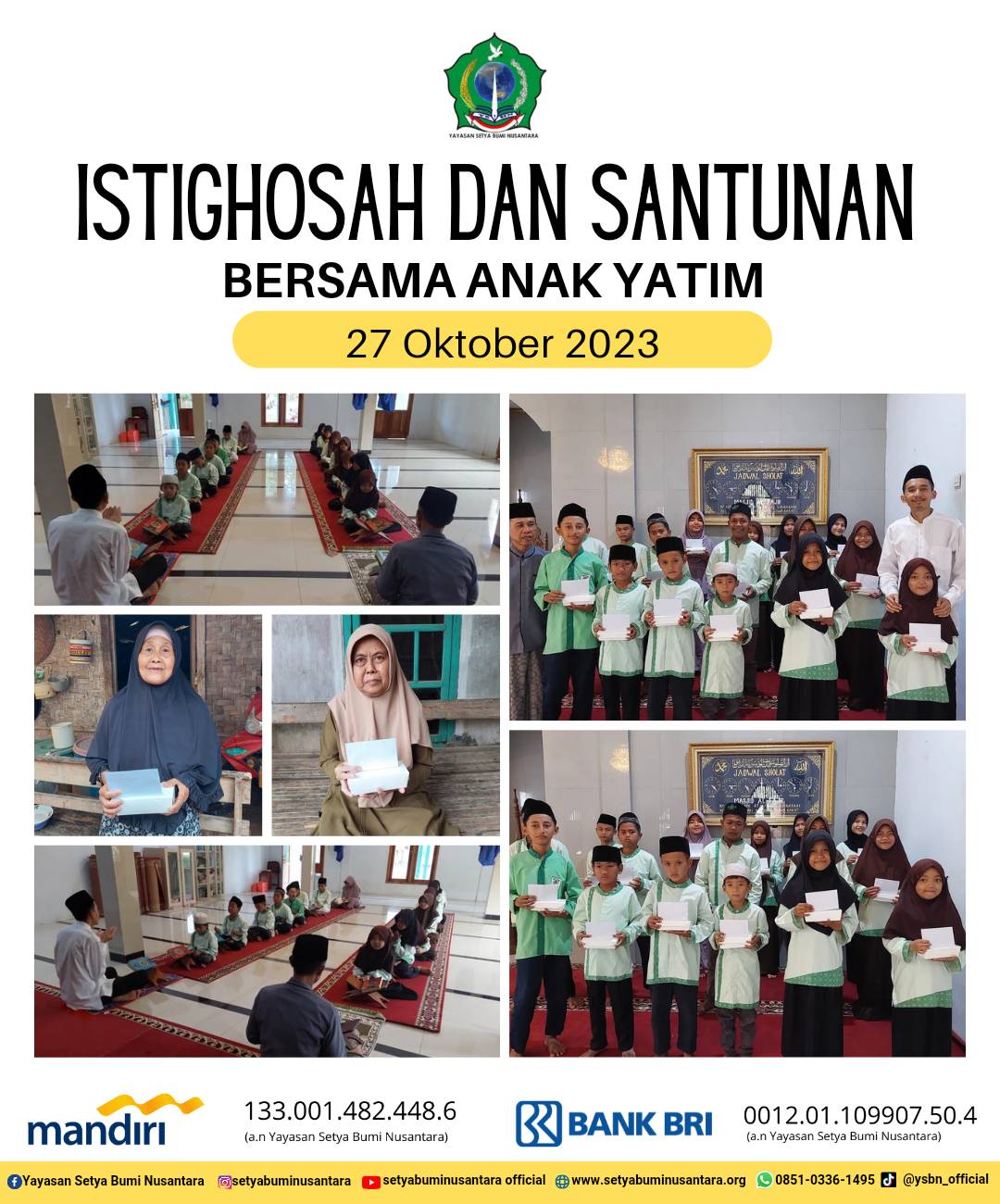 Istighosah dan Santunan Bersama Anak Yatim | 27 Oktober 2023