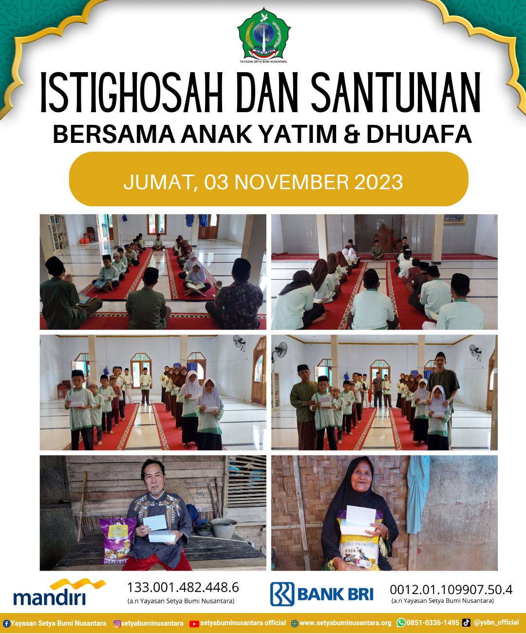 Istighosah dan Santunan Bersama Anak Yatim & Dhuafa | Jum’at, 3 November 2023