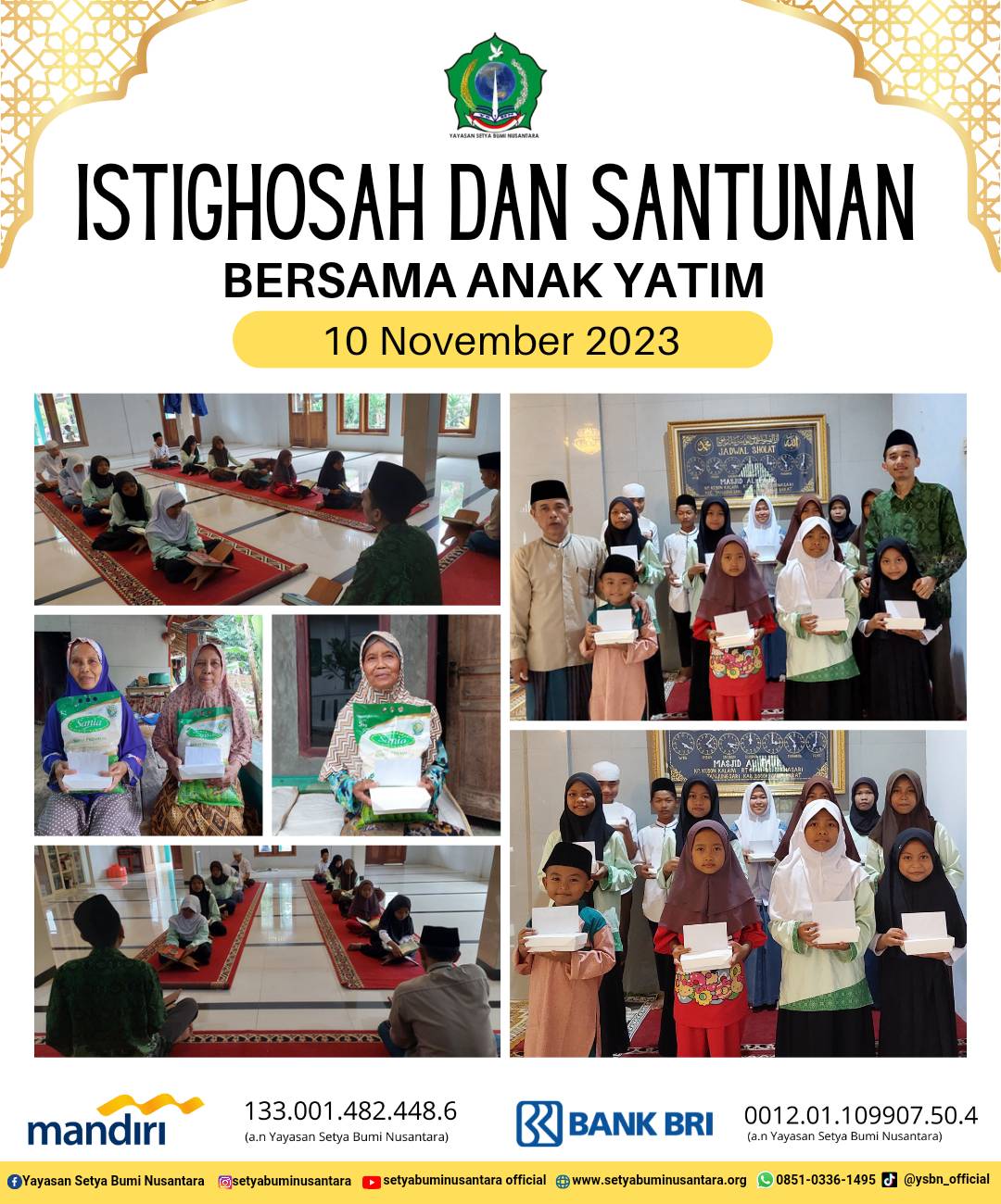 Istighosah dan Santunan Bersama Anak Yatim | Jum’at, 10 November 2023