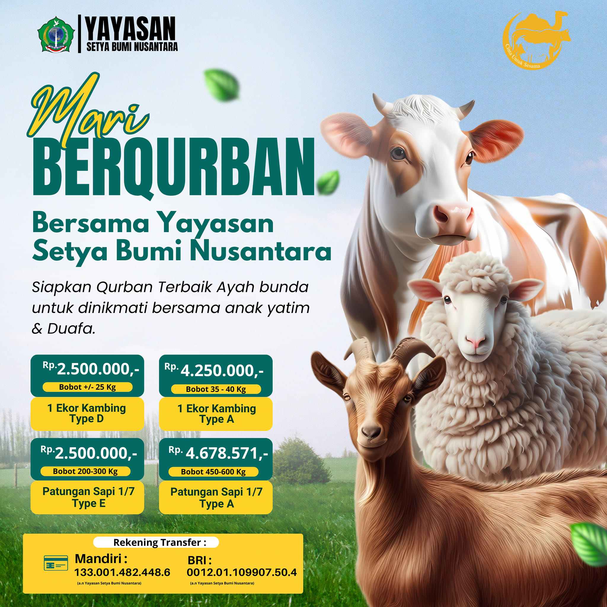 Mari Berqurban Bersama Yayasan Setya Bumi Nusantara