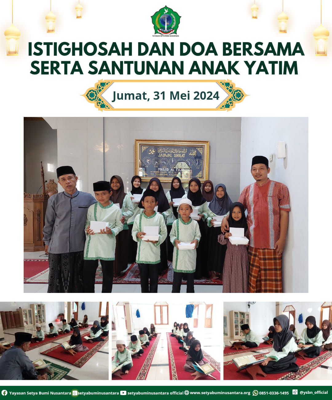 Istighosah dan Doa Bersama Serta Santunan Anak Yatim | Jum’at, 31 Mei 2024
