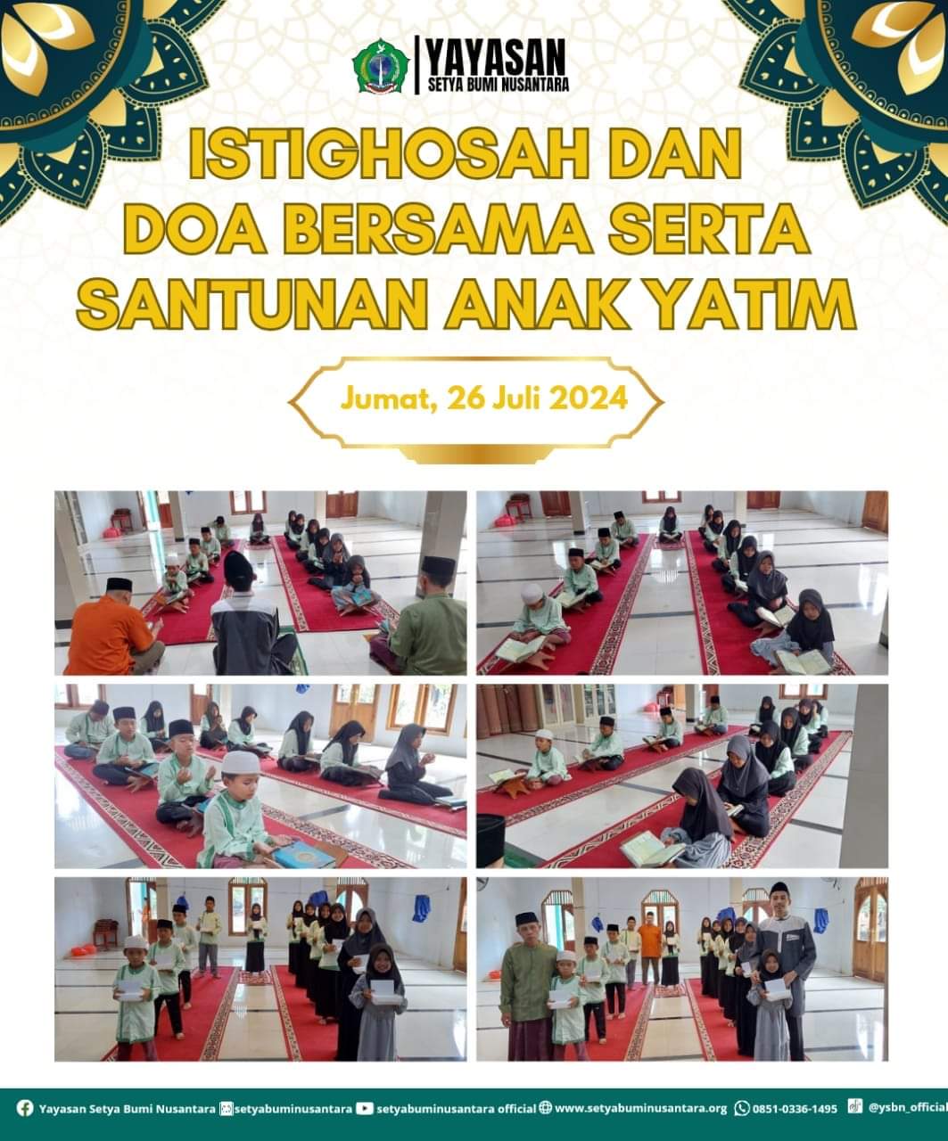 Istighosah dan Doa Bersama Serta Santunan Anak Yatim | Jum’at, 26 Juli 2024