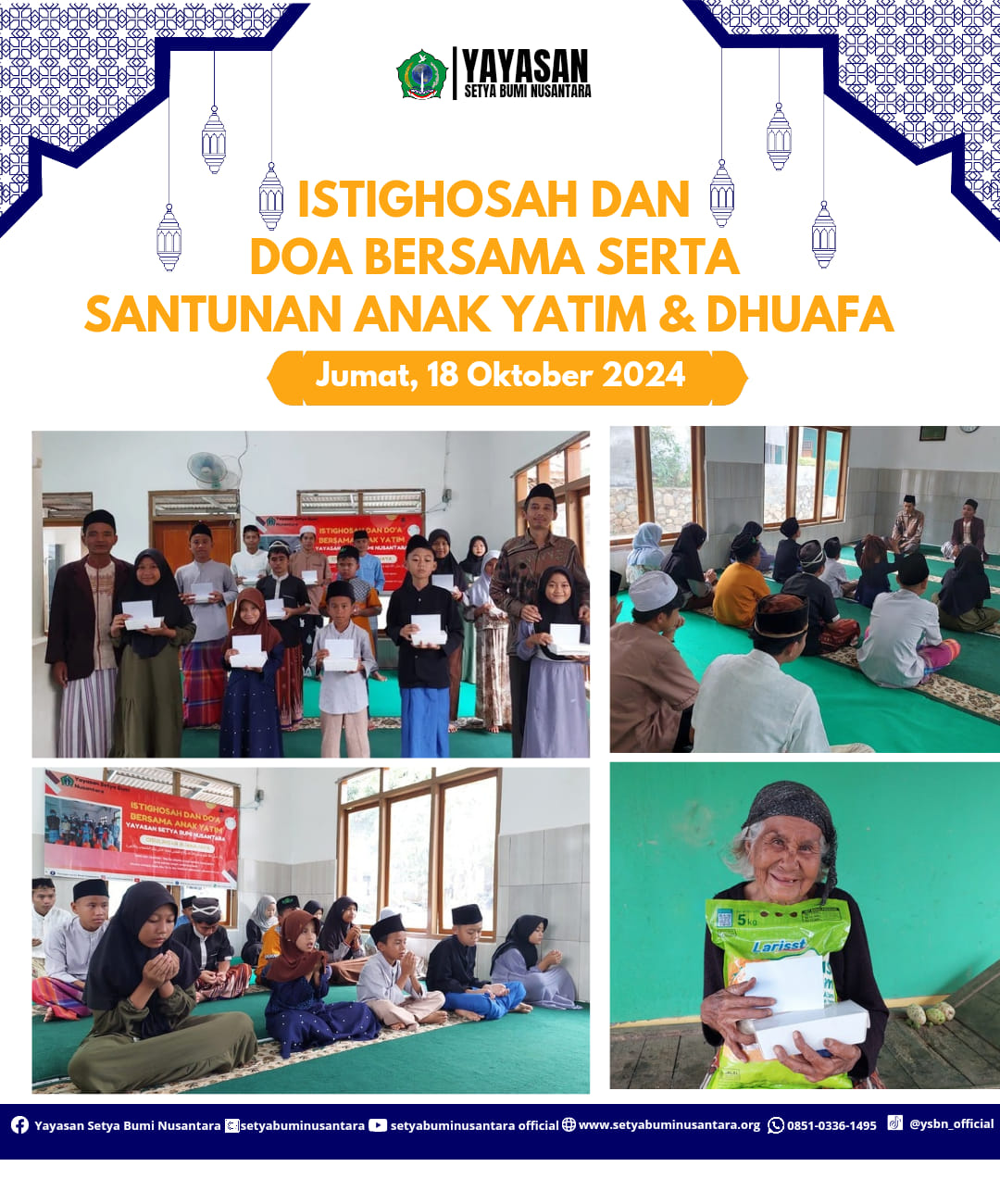 Istighosah dan Doa Bersama Serta Santunan Anak Yatim dan Dhuafa | Jum’at, 18 Oktober 2024
