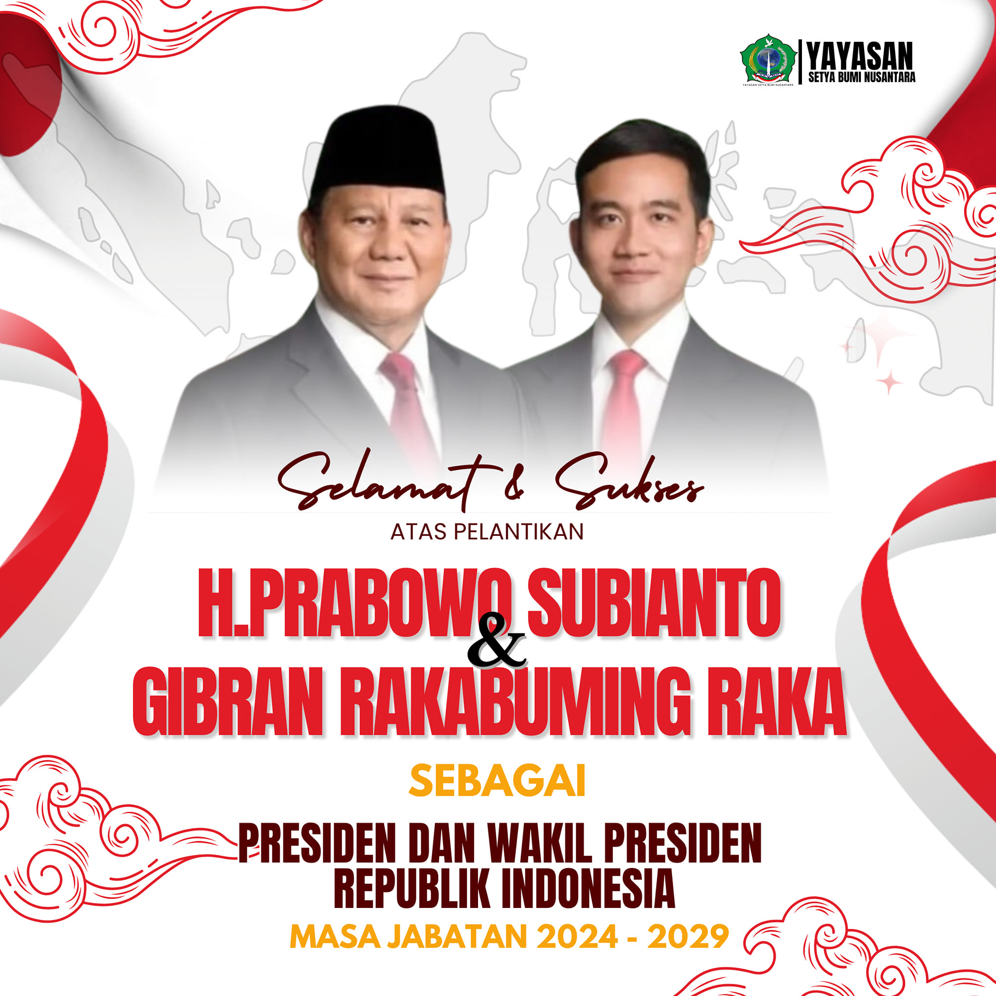 Selamat & Sukses Atas Pelantikan H. Prabowo Subianto & Gibran Rakabuming Raka