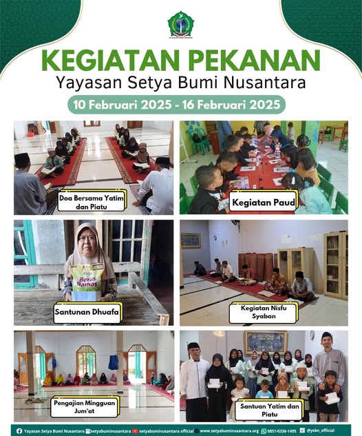 Kegiatan Pekanan YSBN |10 Februari s/d 16 Februari 2025|