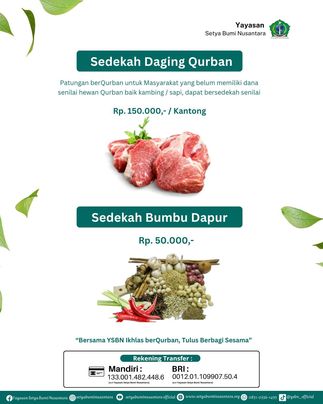 Sedekah Daging Qurban & Bumbu Dapur