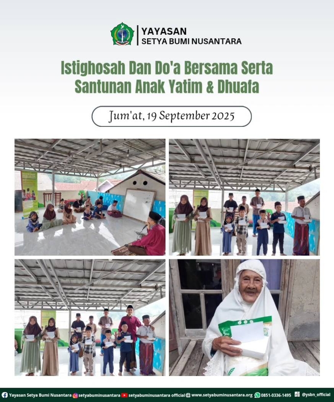 Istighosah dan Doa Bersama Serta Santunan Anak Yatim dan Dhuafa | Jum’at, 19 September 2025