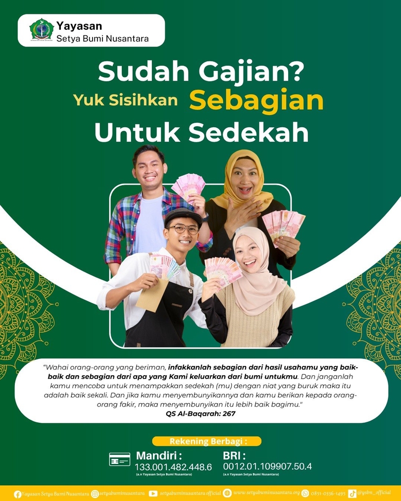 Sudah Gajian? Yuk sisihkan sebagian untuk sedekah.