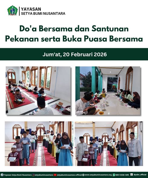 Doa Bersama dan Santunan Pekanan Serta Buka Puasa Bersama | Jum’at 20 Februari 2026