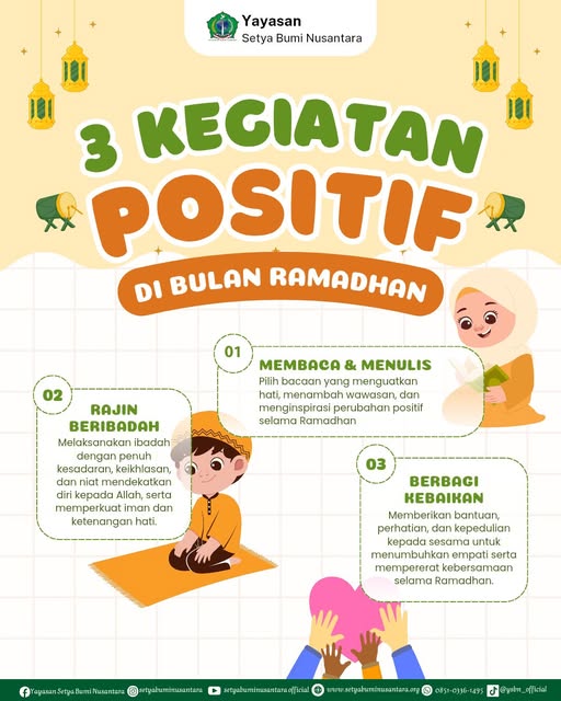 Tiga Kegiatan Positif di Bulan Ramadhan