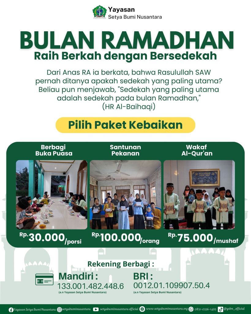 Bulan Ramadhan “Raih Berkah dengan Bersedekah”