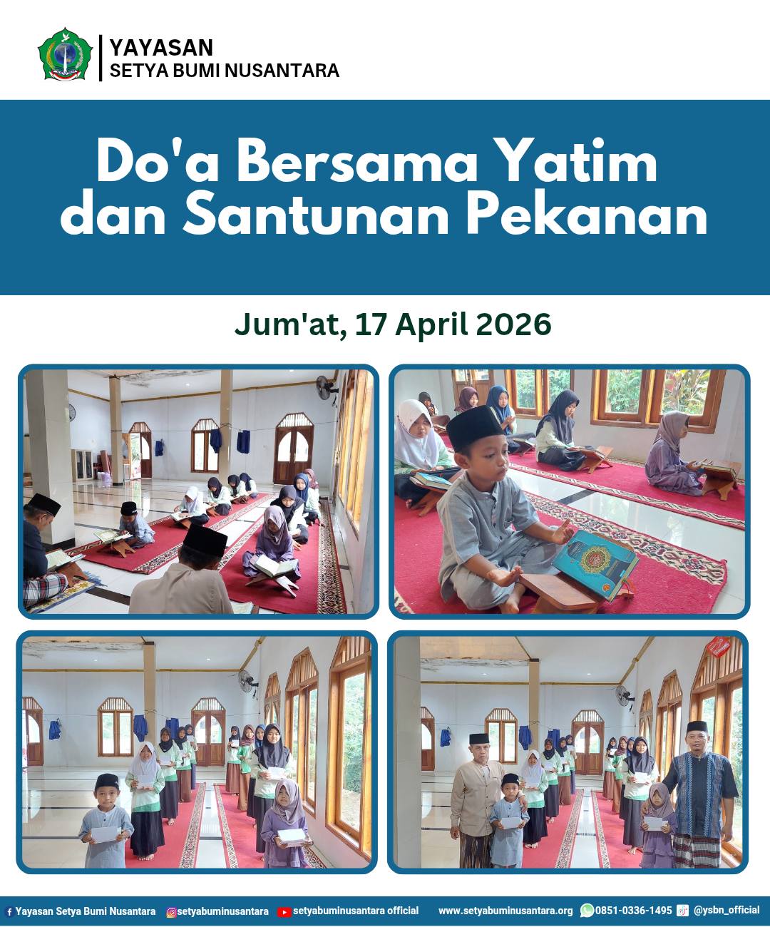 Doa Bersama Yatim dan Santunan Pekanan | Jum’at, 17 April 2026
