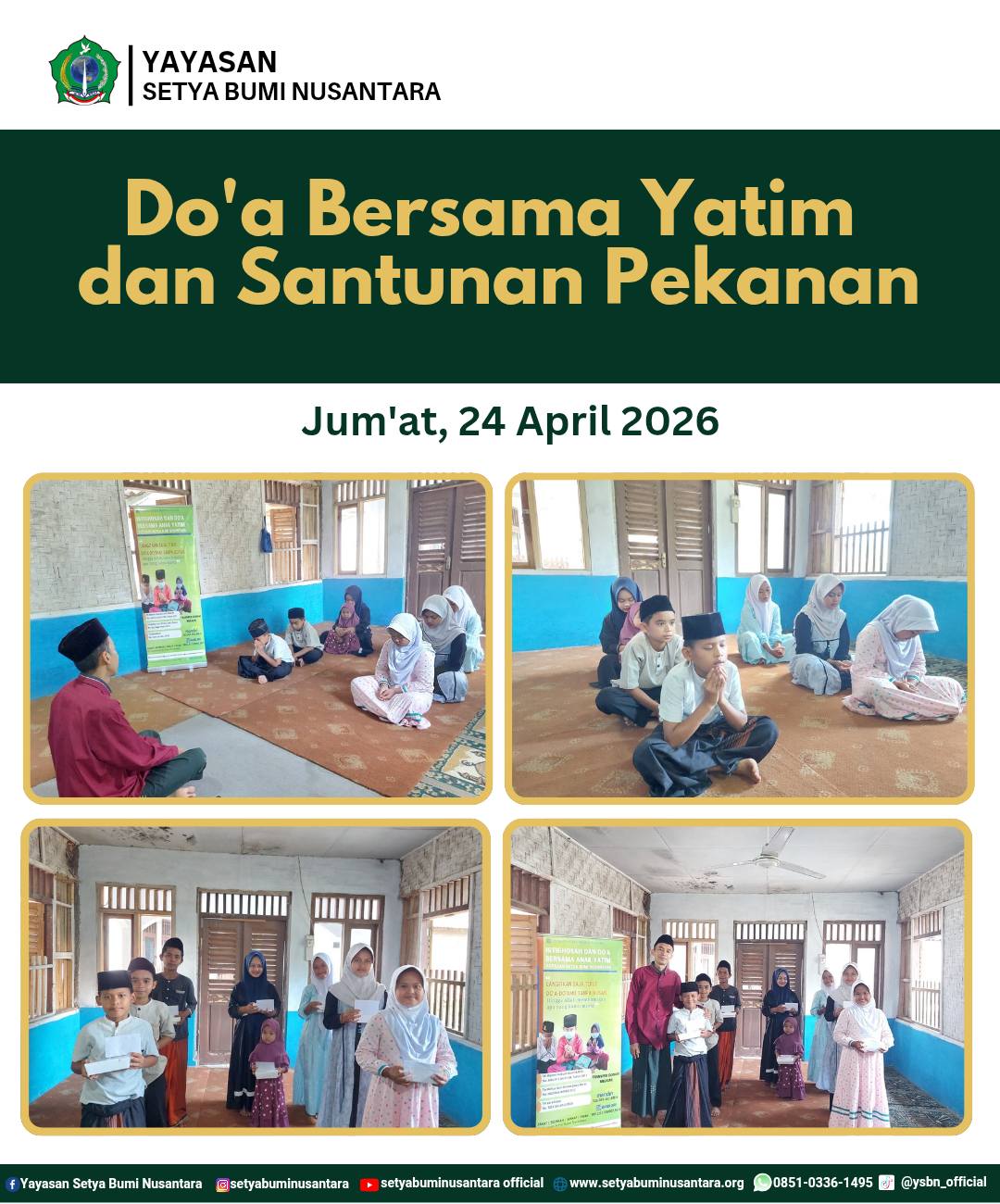 Doa Bersama Yatim dan Santunan Pekanan | Jum’at, 24 April 2026