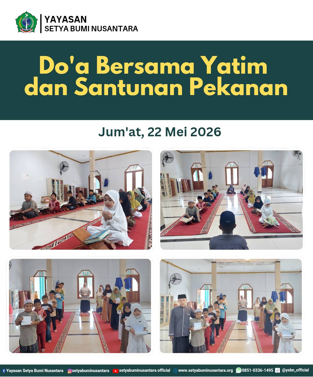 Doa Bersama Yatim dan Santunan Pekanan | Jum’at, 22 Mei 2026