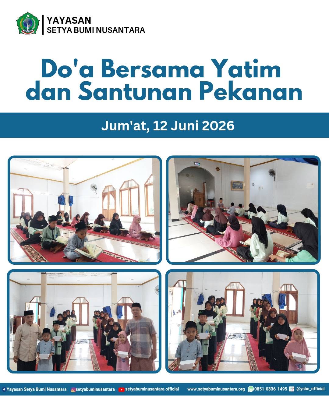 Doa Bersama Yatim dan Santunan Pekanan | Jum’at, 12 Juni 2026