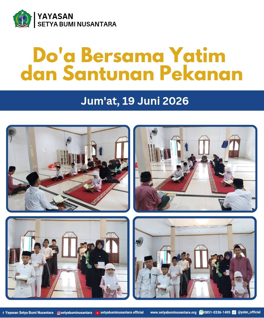 Doa Bersama Yatim dan Santunan Pekanan | Jum’at, 19 Juni 2026