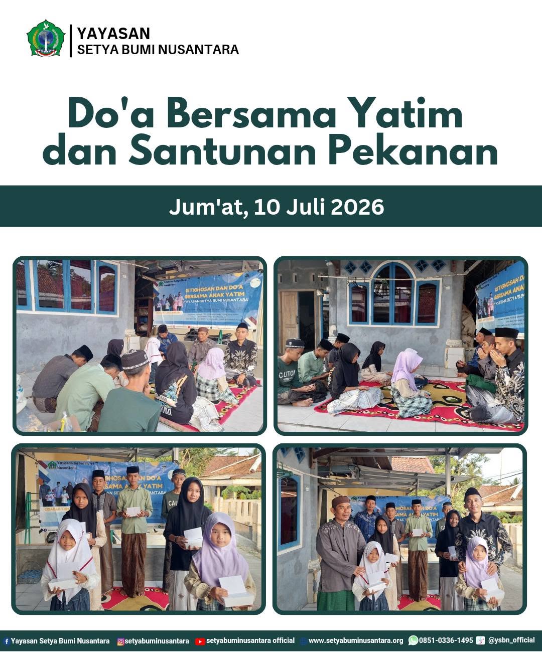 Doa Bersama Yatim dan Santunan Pekanan | Jum’at, 10 Juli 2026