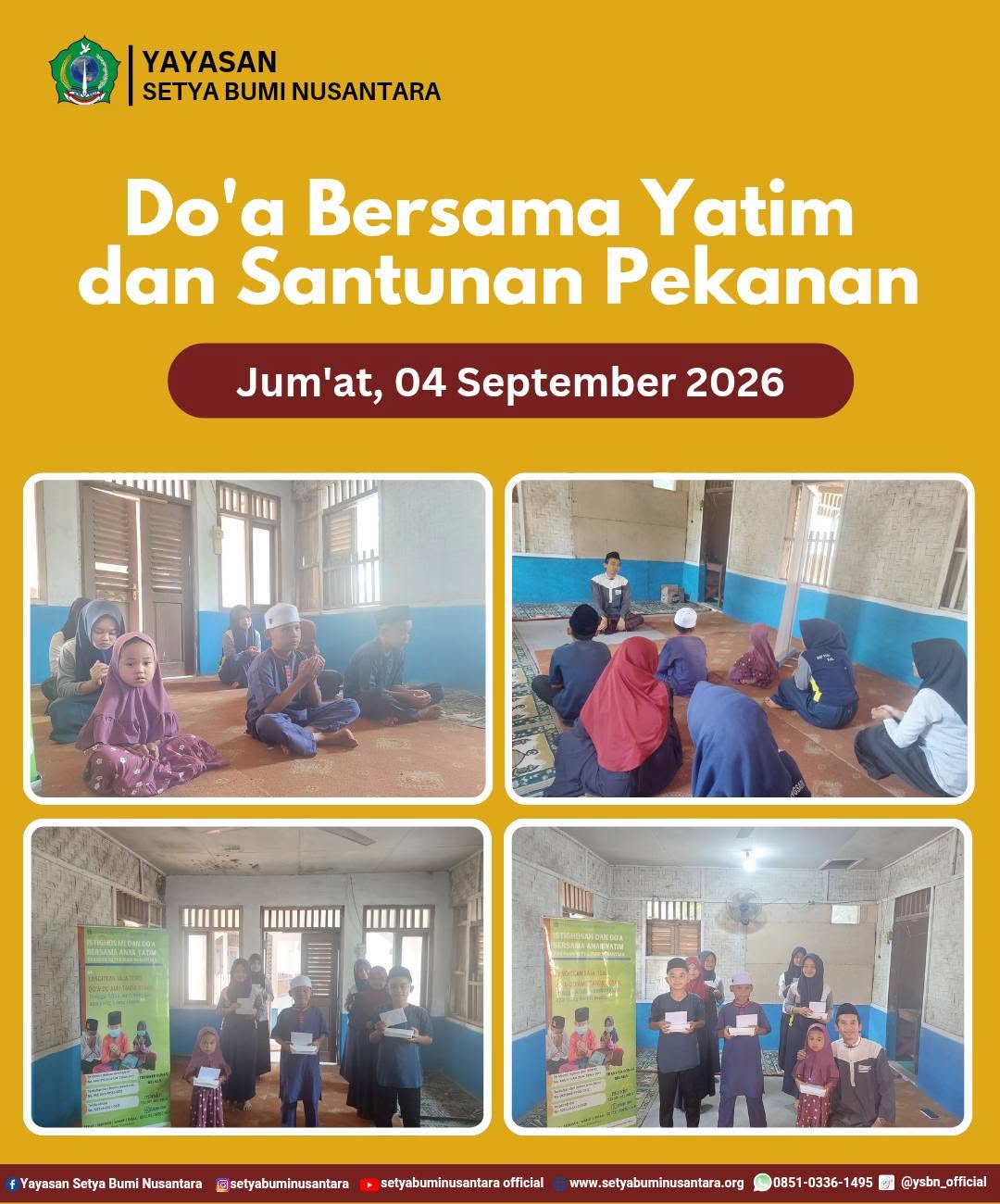 Doa Bersama Yatim dan Santunan Pekanan | Jum’at, 4 September 2026