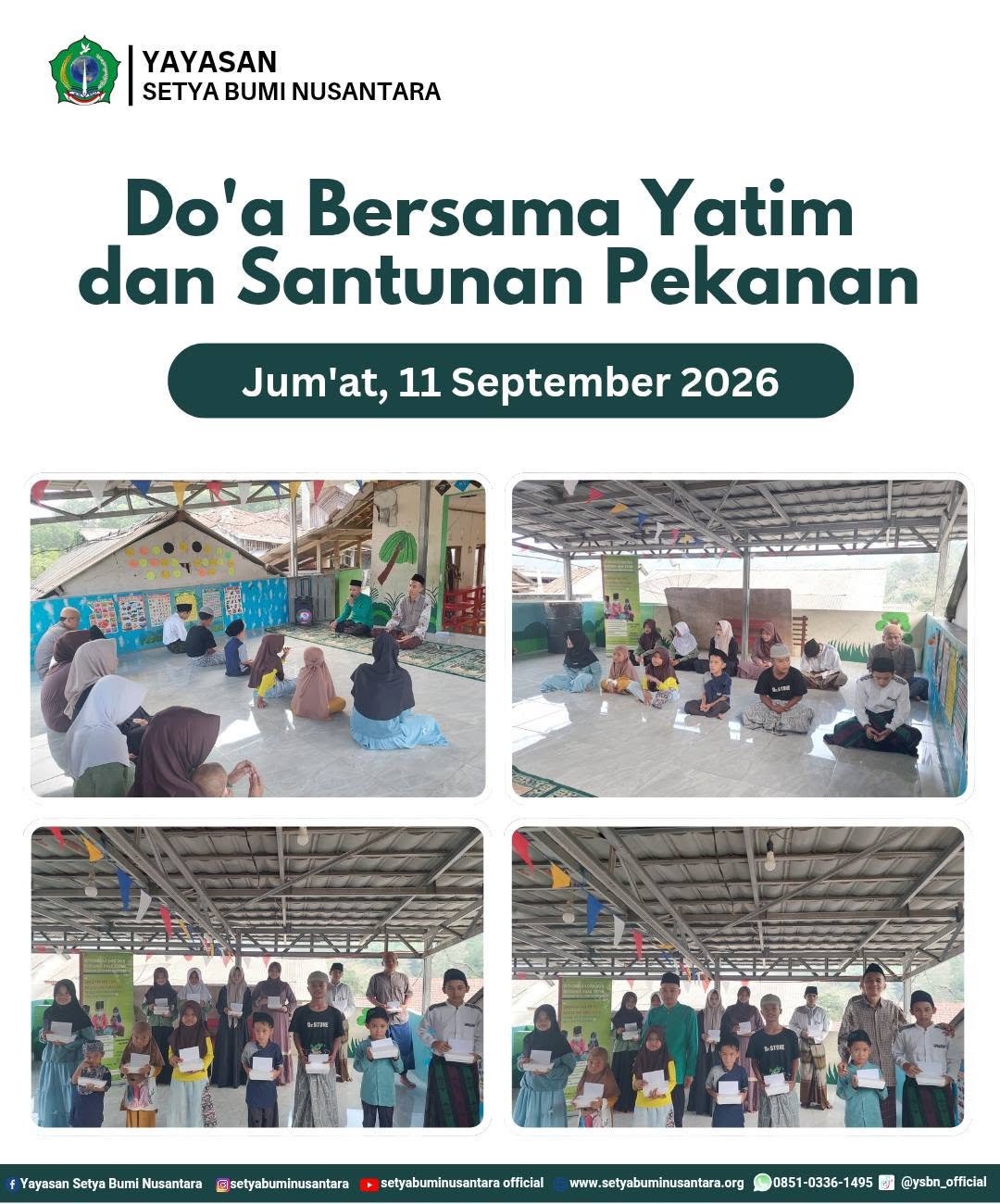 Doa Bersama Yatim dan Santunan Pekanan | Jum’at, 11 September 2026