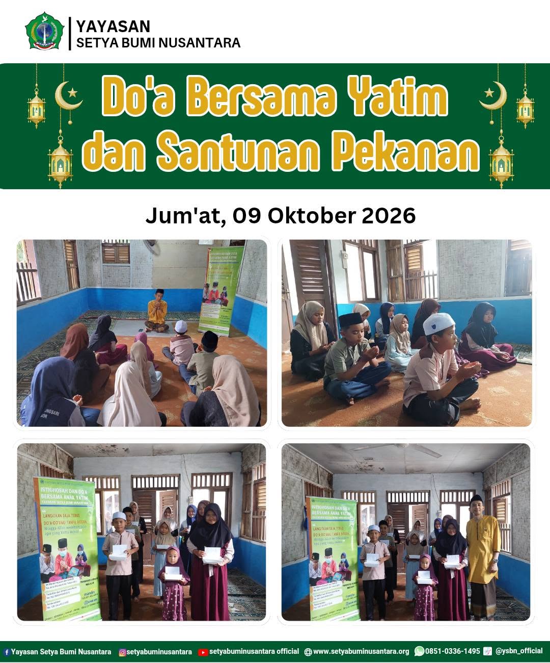Doa Bersama Yatim dan Santunan Pekanan | Jum’at, 9 Oktober 2026