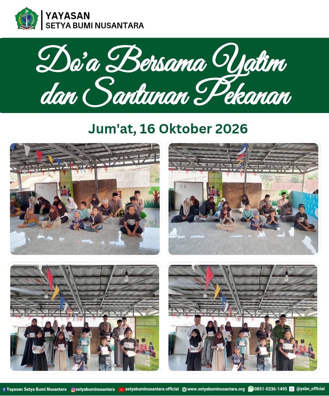 Doa Bersama Yatim dan Santunan Pekanan | Jum’at, 16 Oktober 2026